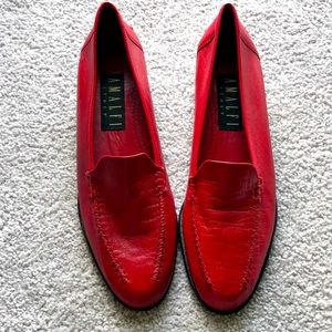 Amalfi Made in Italy Red Genuine Leather Slip On Loafers. 9.5AA